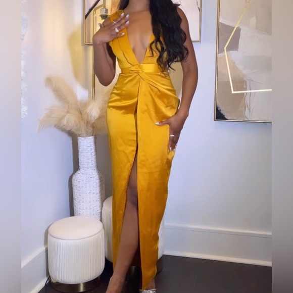 Gold Satin Dress - Picture 1 of 1